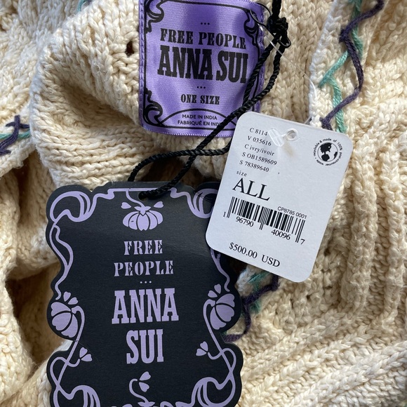 $500 NWT Free People x Anna Sui Limited Edition Yves Sweater Classic Knit Poncho - Picture 11 of 12